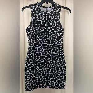 Divided Black and White Floral Dress